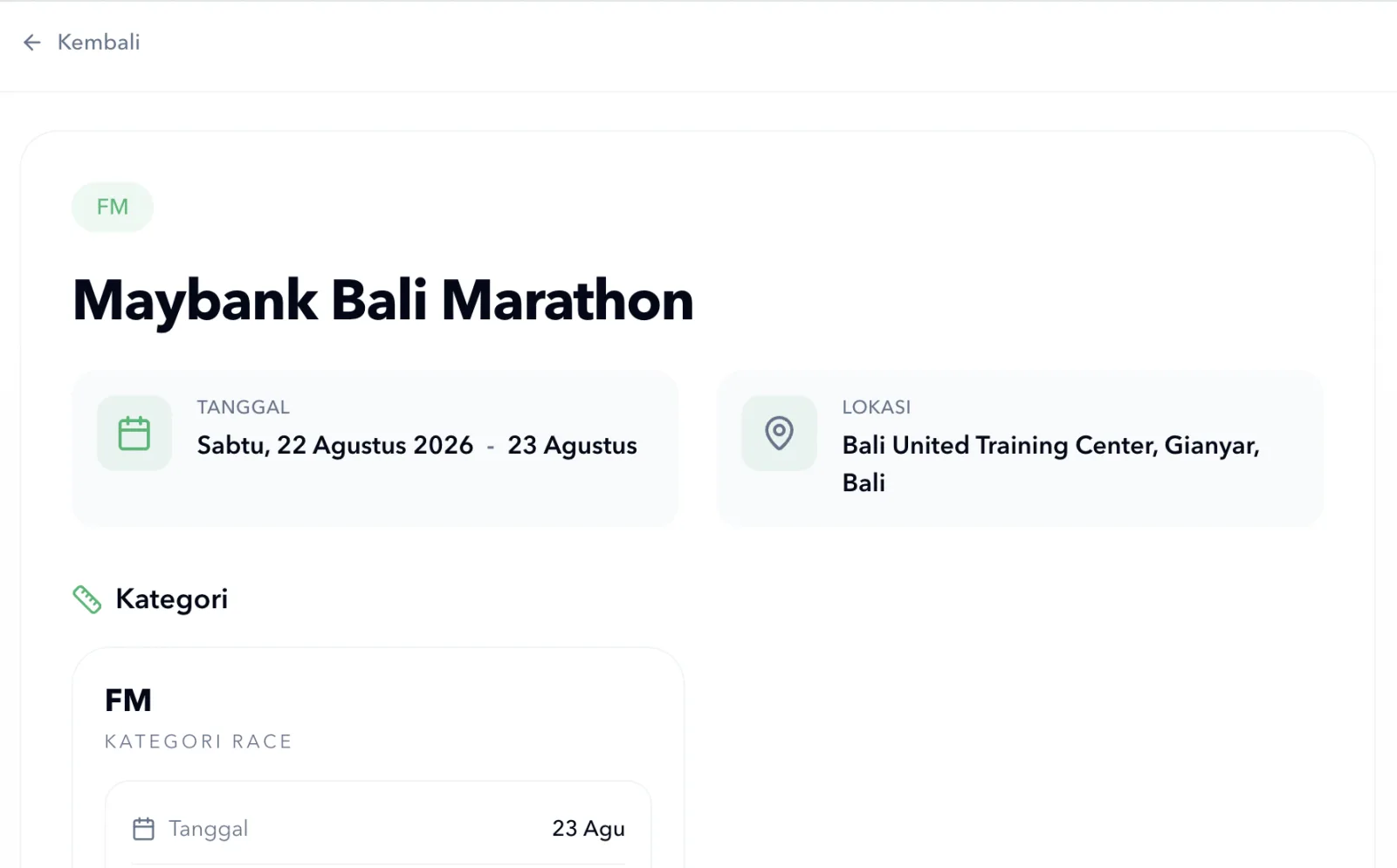 Running Calendar - Event Detail